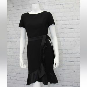 Sz 10⭐️🇨🇦NWT Frank Lyman Cap Sleeve Belted Dress With Satin Ruffle Hem
